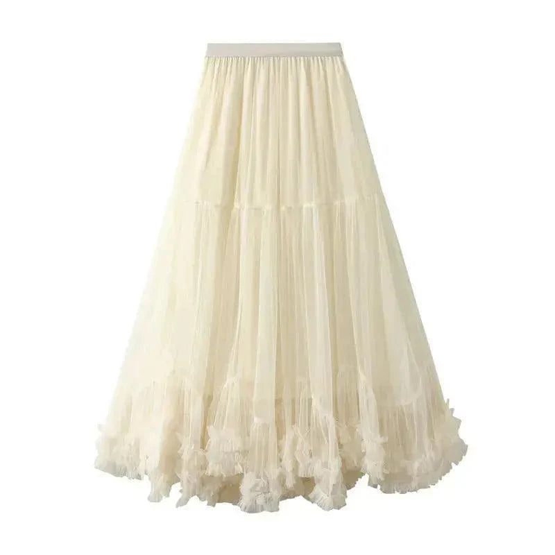Elegant Elastic Waist Fairy Long A-line Tutu Skirt