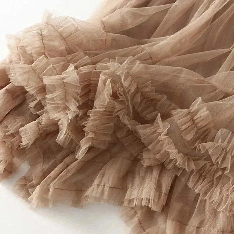 Elegant Elastic Waist Fairy Long A-line Tutu Skirt