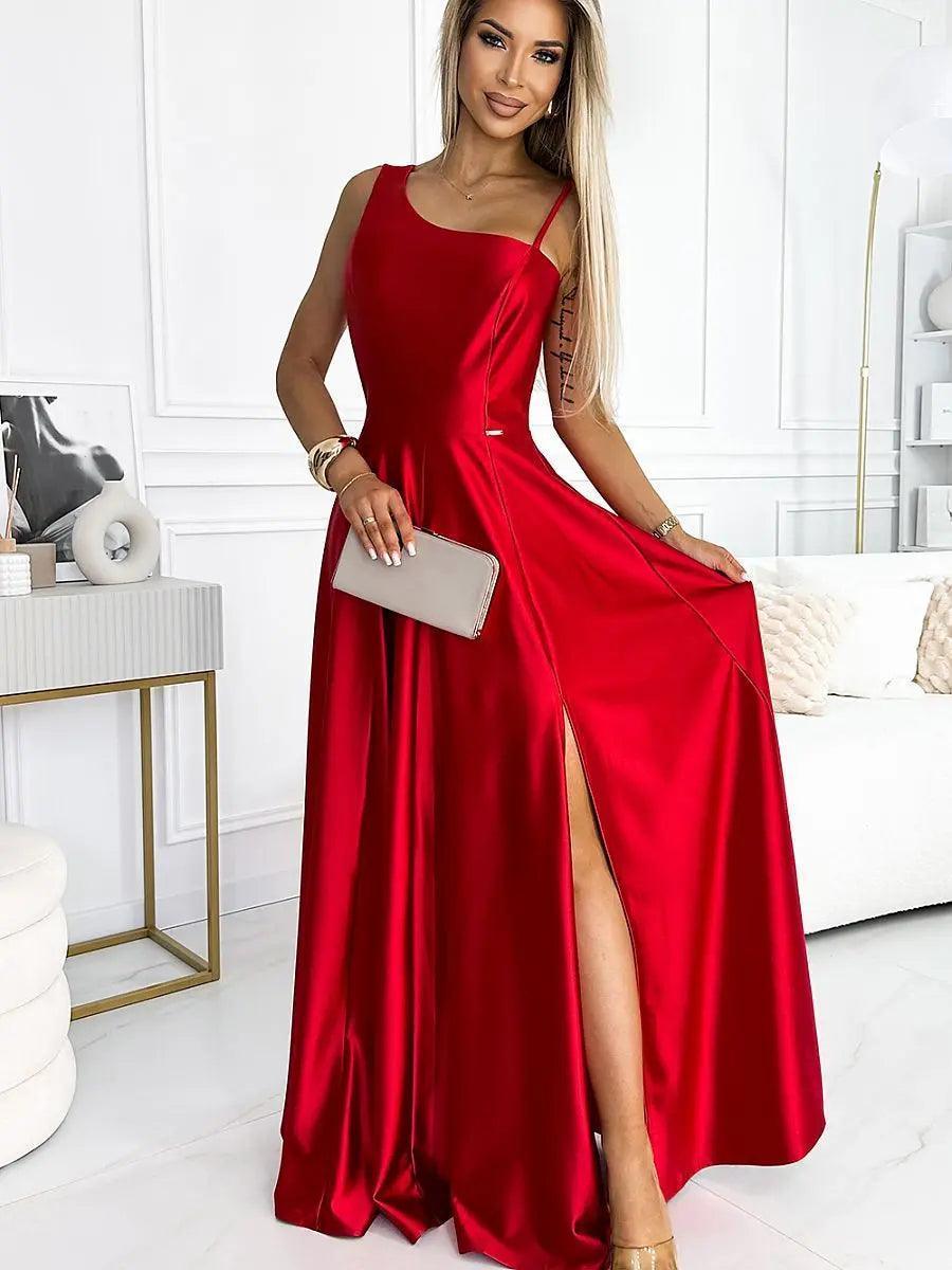 Elegant Maxi Long Satin One Shoulder Long dress