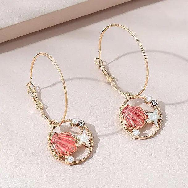 Fashion Creative Simple Starfish Shell Pearl Earrings