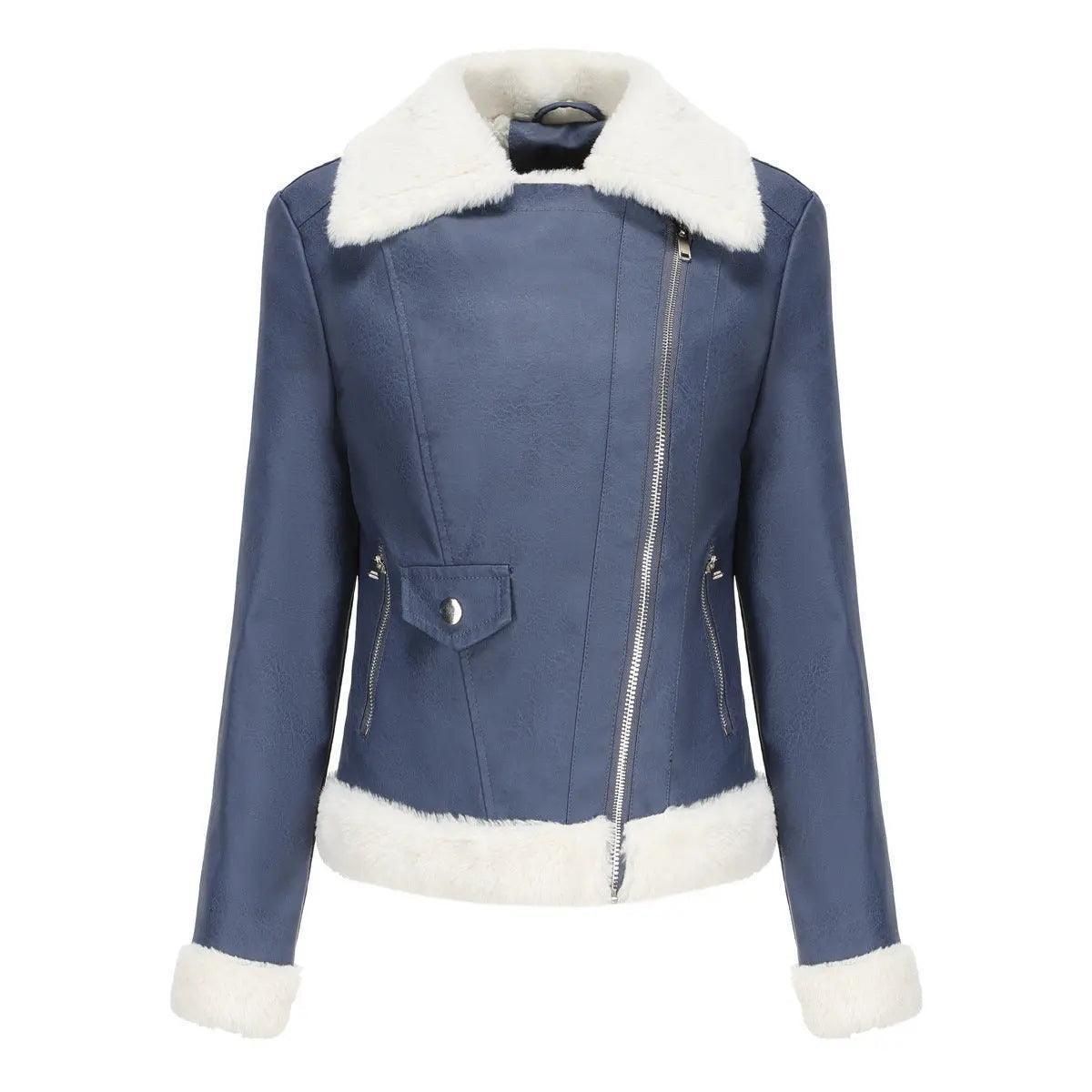 Fleece Leather Casual Jacket for Women