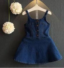Girls Fashion Solid Color Backless Denim Slip Dress
