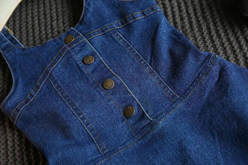 Girls Fashion Solid Color Backless Denim Slip Dress