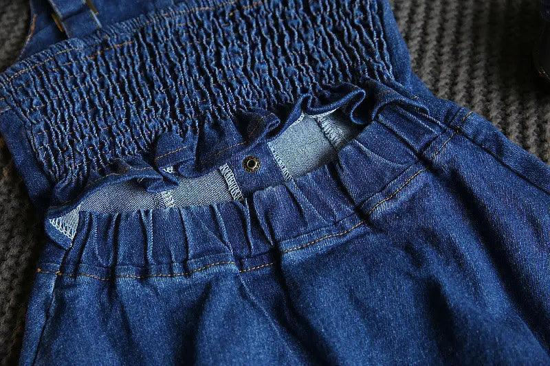 Girls Fashion Solid Color Backless Denim Slip Dress