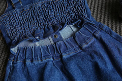 Girls Fashion Solid Color Backless Denim Slip Dress