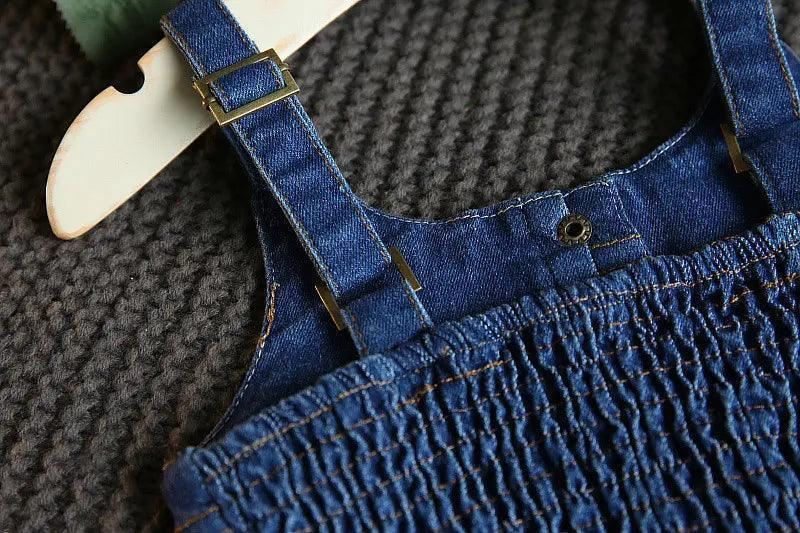 Girls Fashion Solid Color Backless Denim Slip Dress