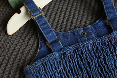 Girls Fashion Solid Color Backless Denim Slip Dress
