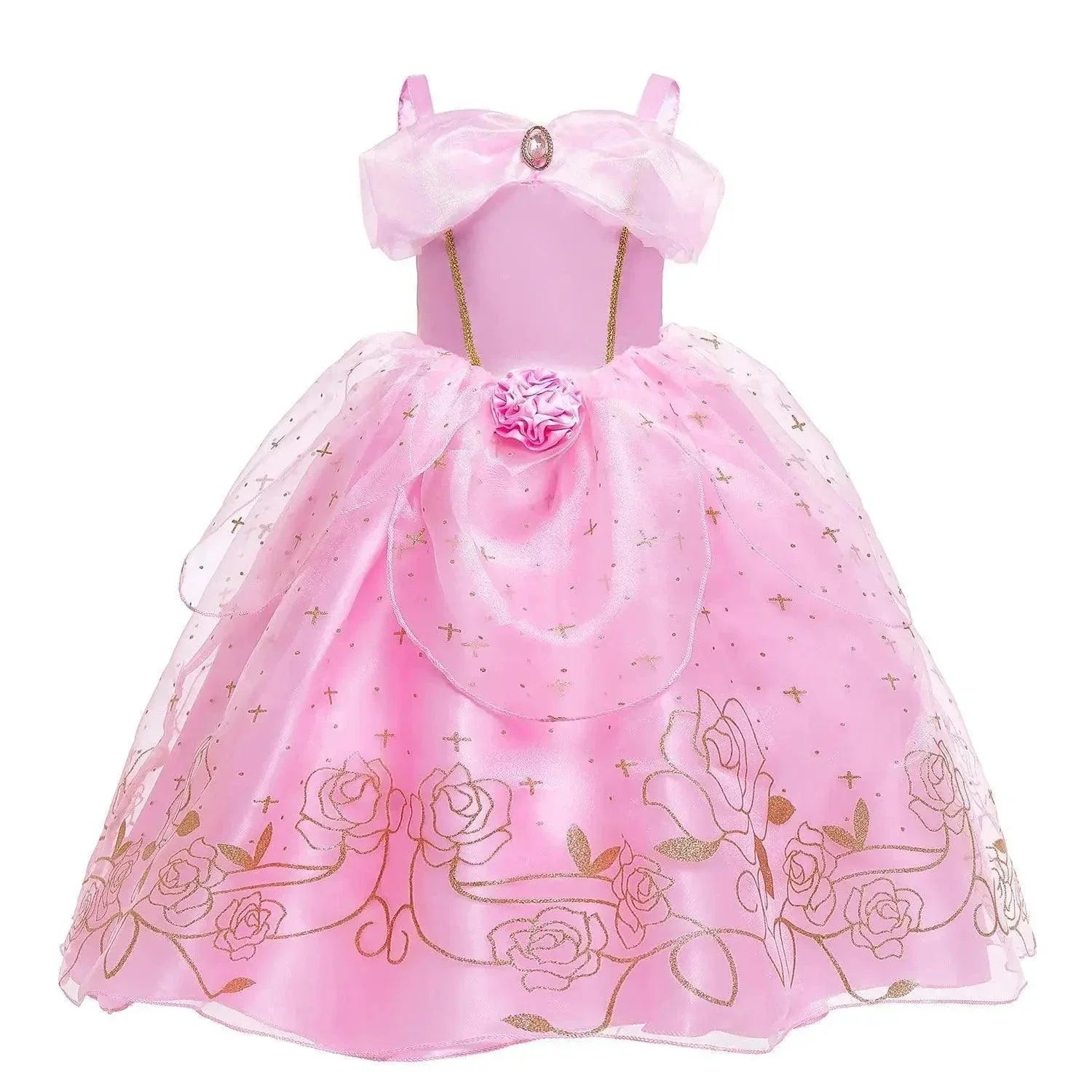 Girls Sleeping Beauty Aurora Princess Cosplay Dress for Kids Christmas Gift