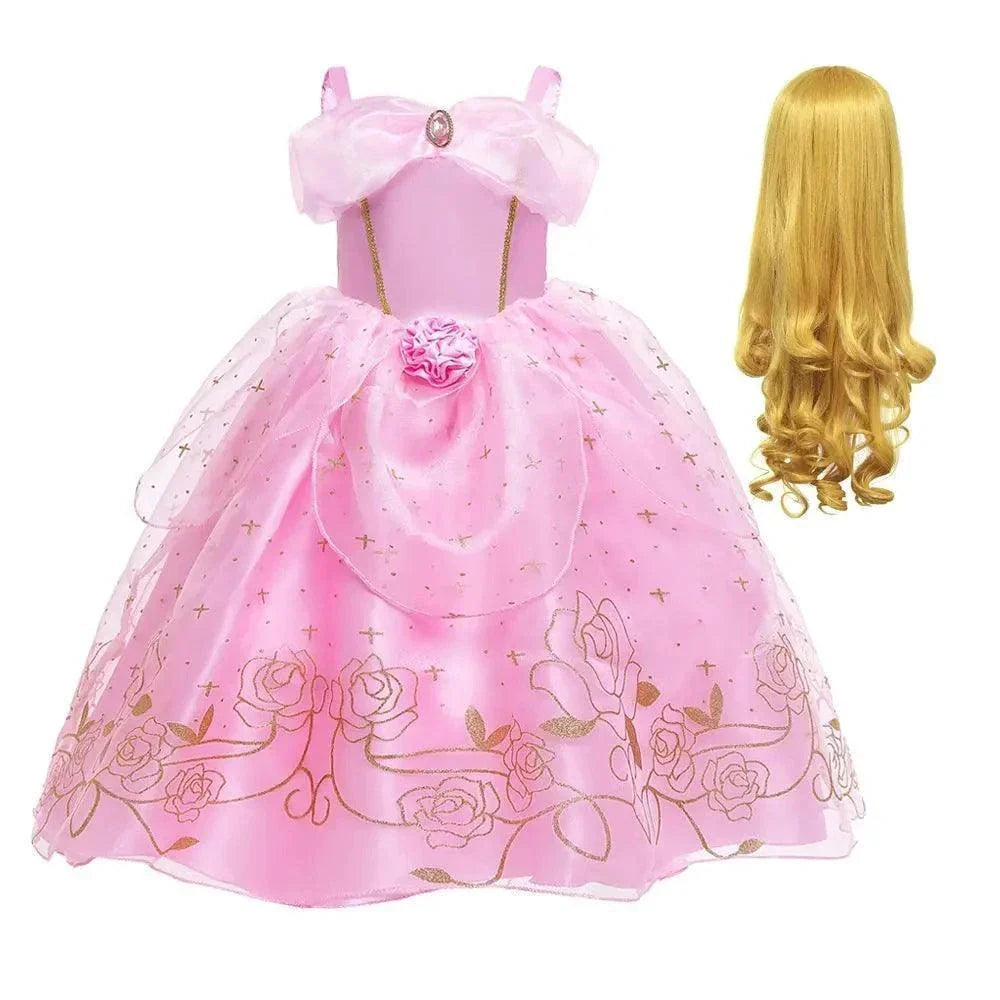 Girls Sleeping Beauty Aurora Princess Cosplay Dress for Kids Christmas Gift
