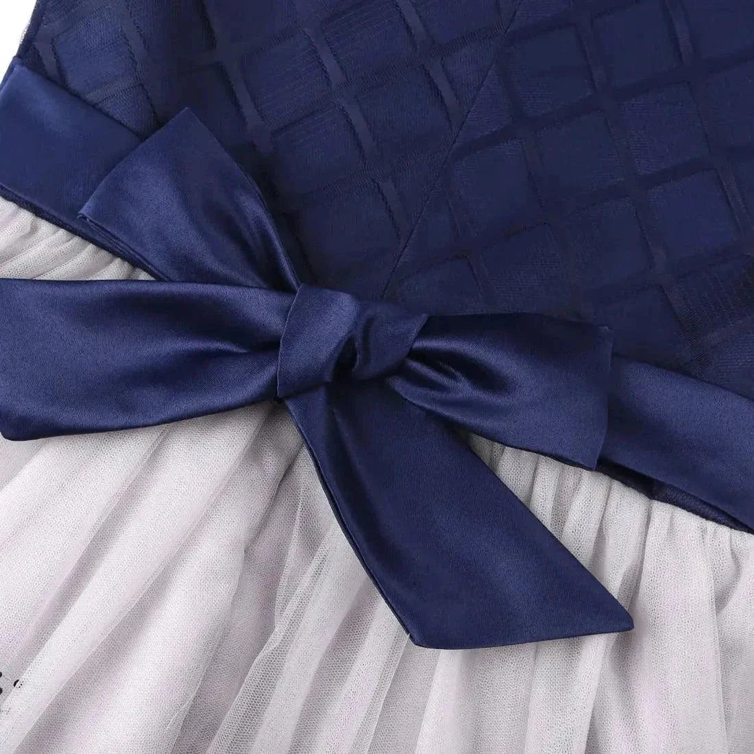 Girls Sleeveless Embroidered Flower Bow Mesh Princess Festival Party Dress