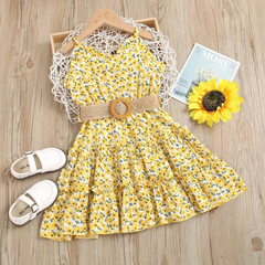 Girls Sleeveless Flower Print Dress