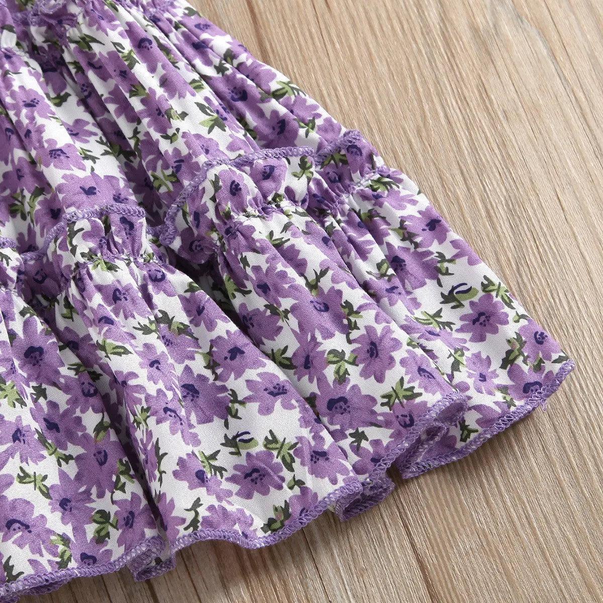 Girls Sleeveless Flower Print Dress
