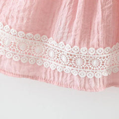 Girls Sleeveless Lace Dress And Bear Bag 2pcs Set