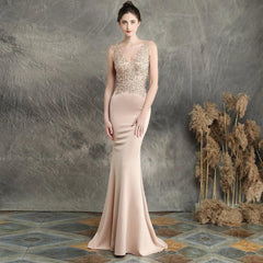 Handmade Applique Beaded Toast Clothing Bride Long Appreciation Dinner Slim-Fit Fishtail  Wedding Evening Dress Formal Gown