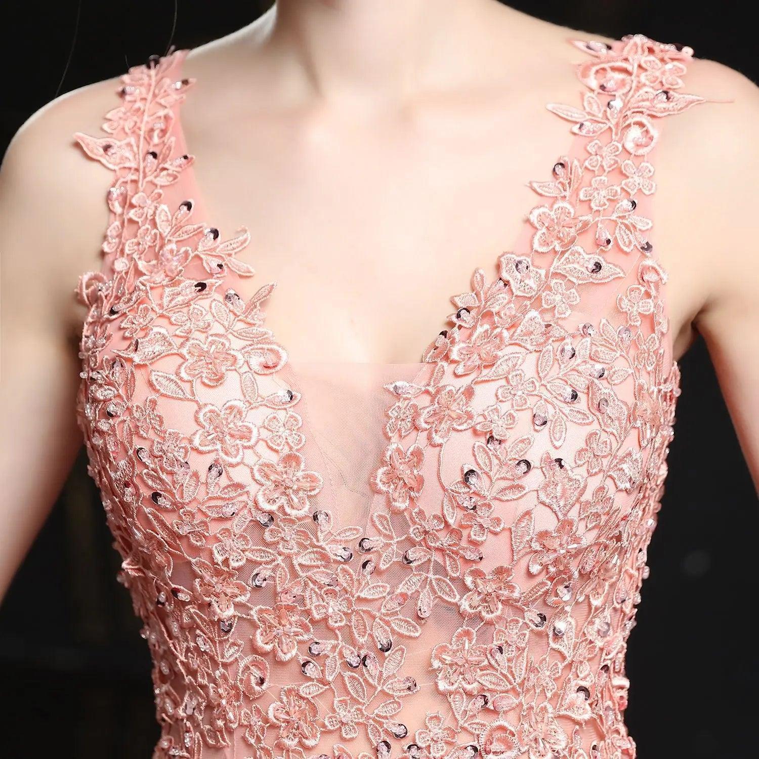 Handmade Applique Beaded Toast Clothing Bride Long Appreciation Dinner Slim-Fit Fishtail  Wedding Evening Dress Formal Gown
