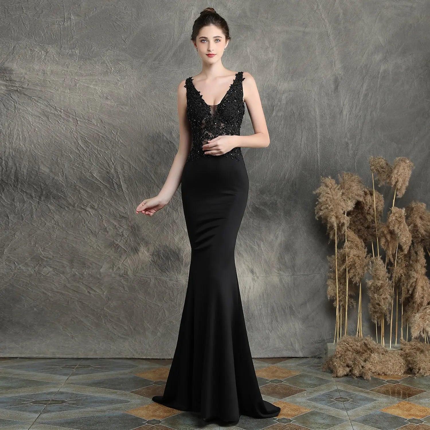 Handmade Applique Beaded Toast Clothing Bride Long Appreciation Dinner Slim-Fit Fishtail  Wedding Evening Dress Formal Gown