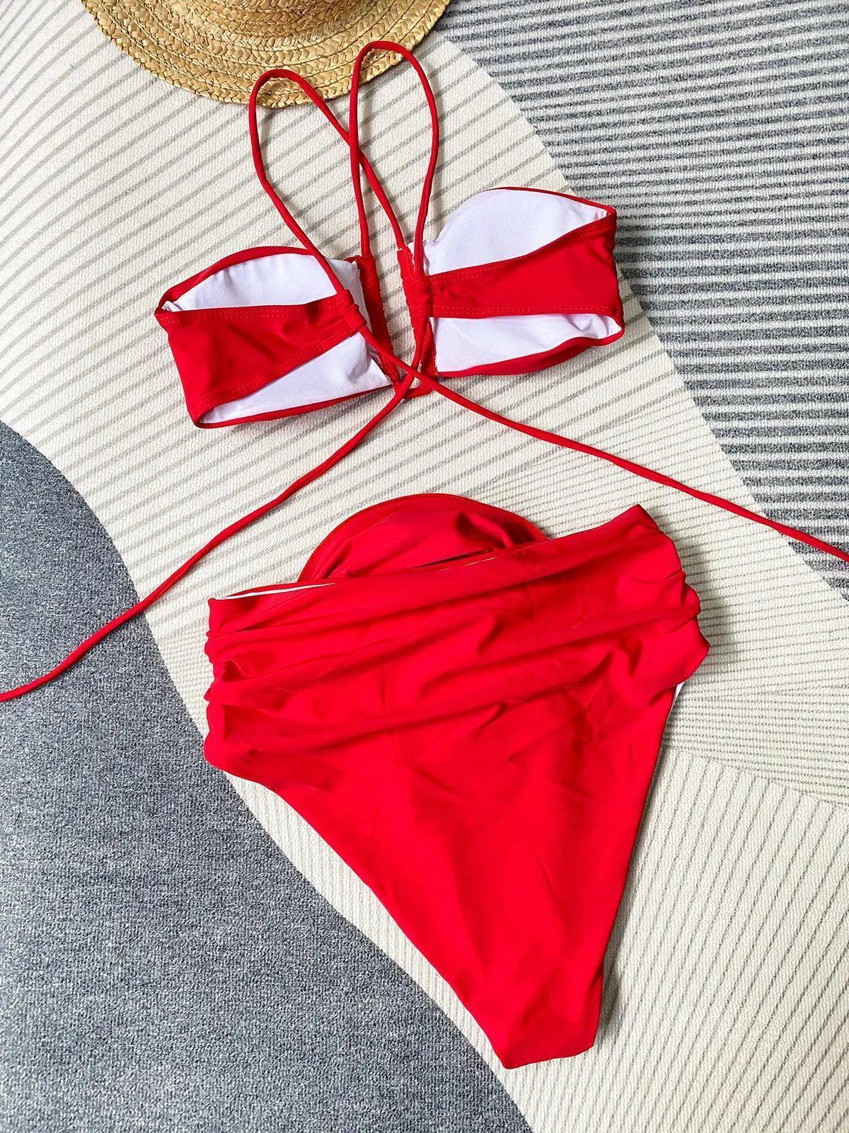 High Waist Sexy Three Dimensional Floral Split Women Swimsuit