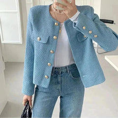 High-end Button Short Slim Korean Style Coats
