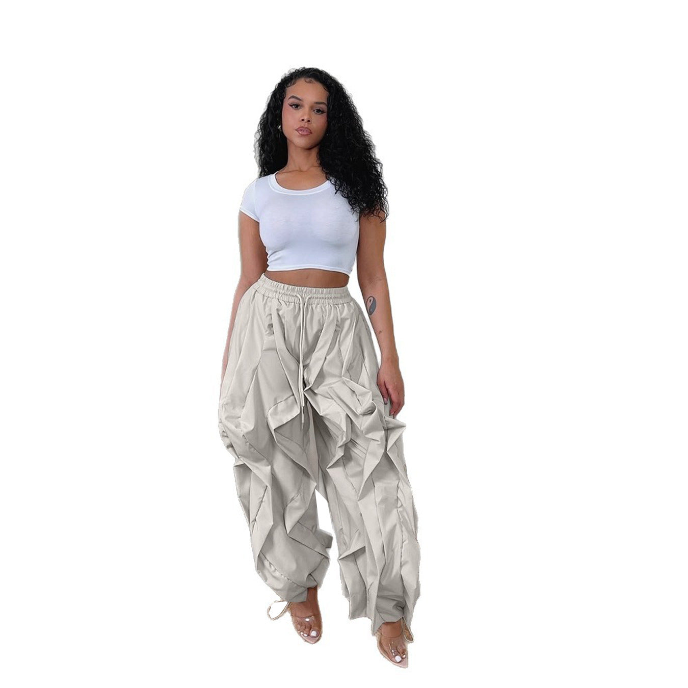 Elegant Stitching Lace Bloomers Ankle Banded Pants