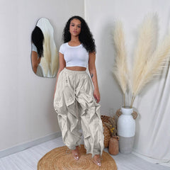 Elegant Stitching Lace Bloomers Ankle Banded Pants