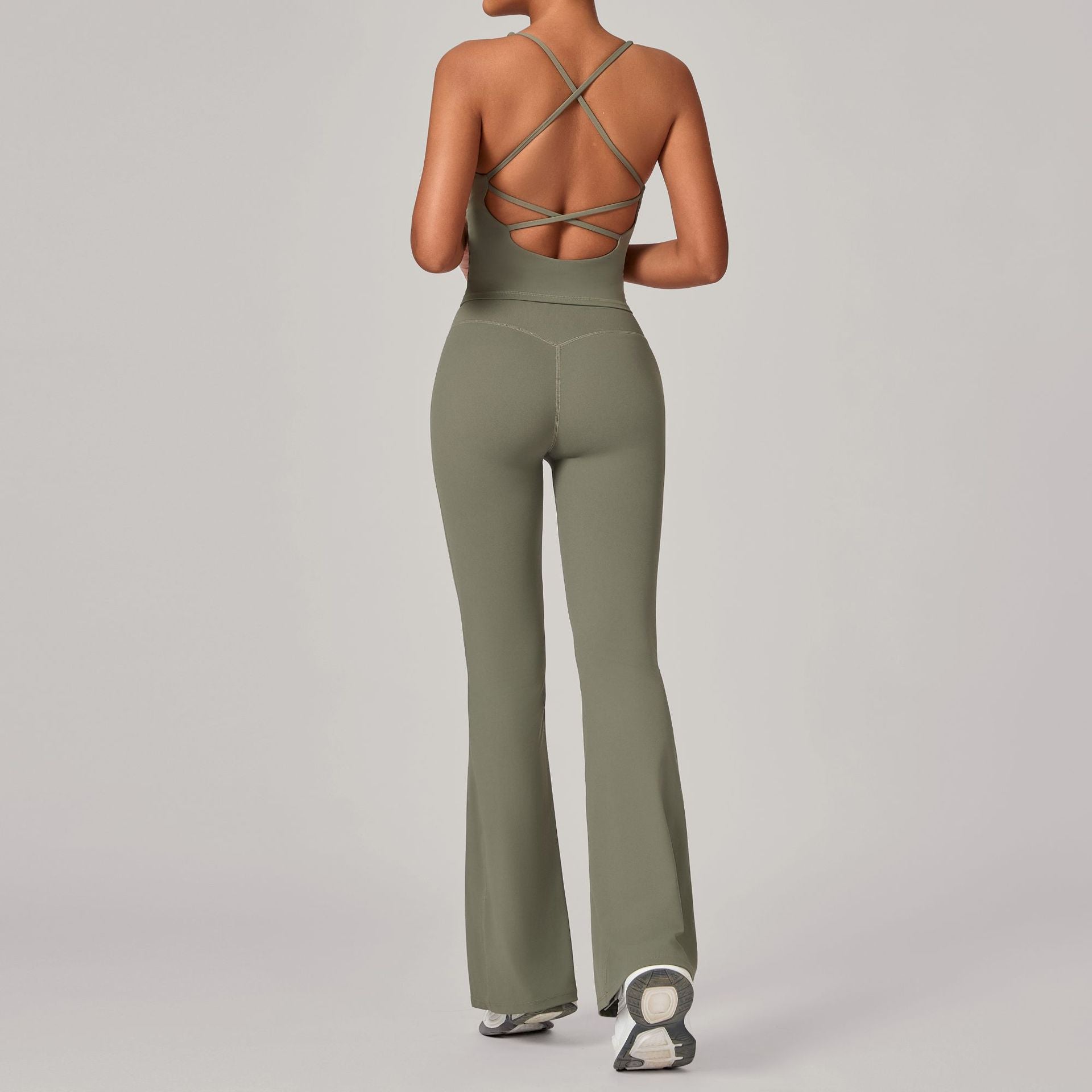 Autumn Sand Invisible Pleated Yoga Outfit Set