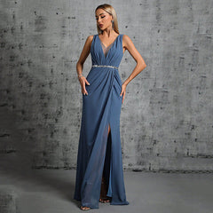 Double Shoulder Elegant Backless Fishtail Evening Dress