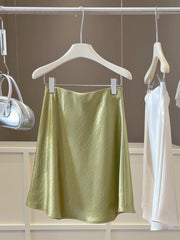 Graceful Satin Acetate Fishtail A Line Sheath Short Skirt