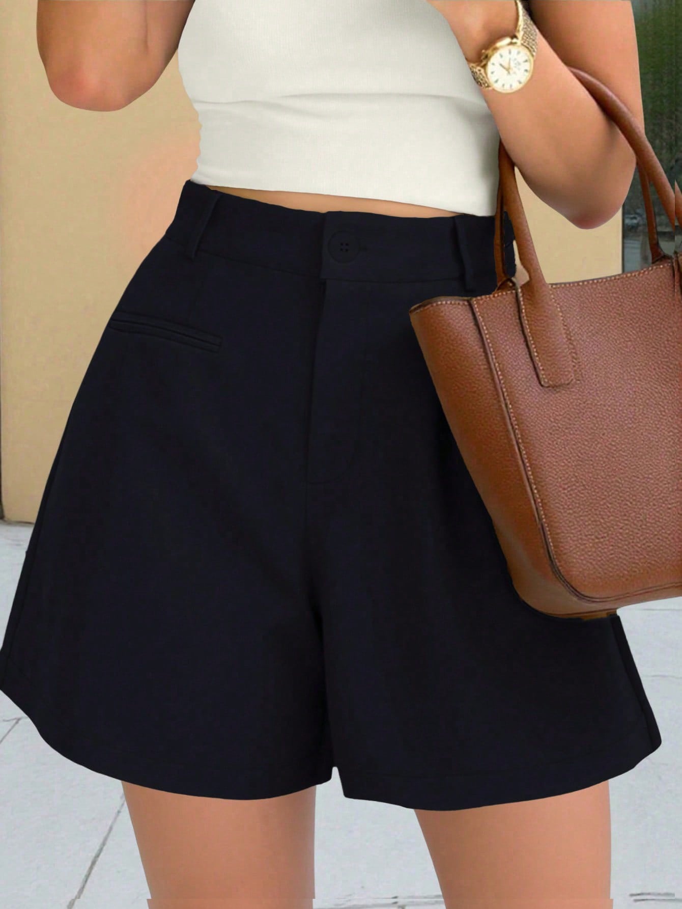 Casual High Waist Loose Solid Color Pants