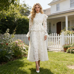 French Cutout Lace Slimming Elegant Dress