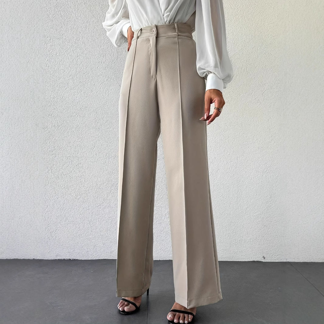 High Waist Slimming Straight Casual Trousers