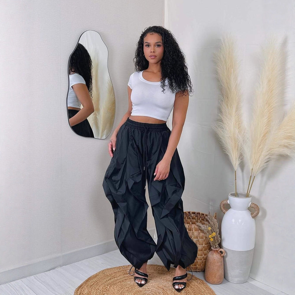Elegant Stitching Lace Bloomers Ankle Banded Pants