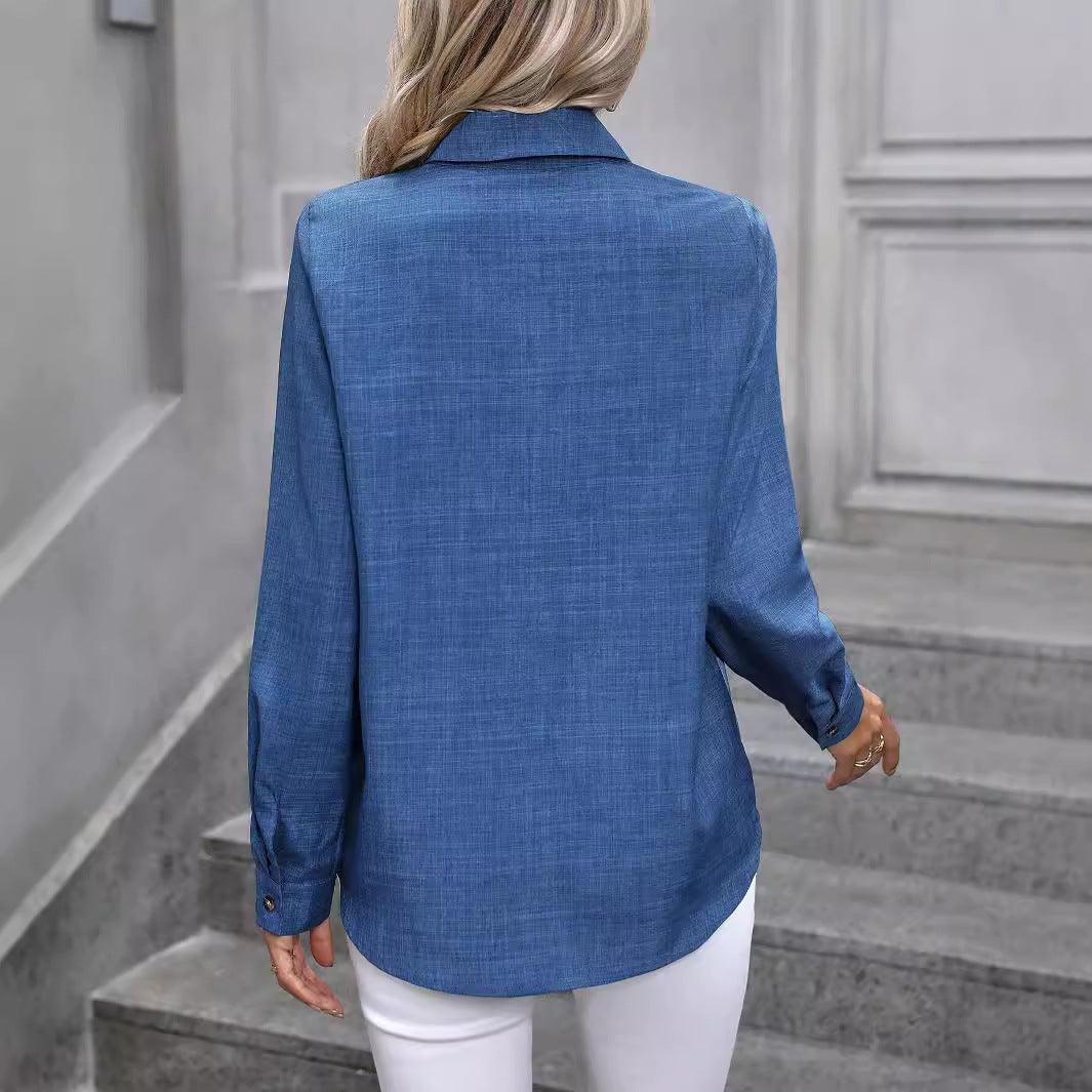 Casual Solid Color Long Sleeve Collared Shirt