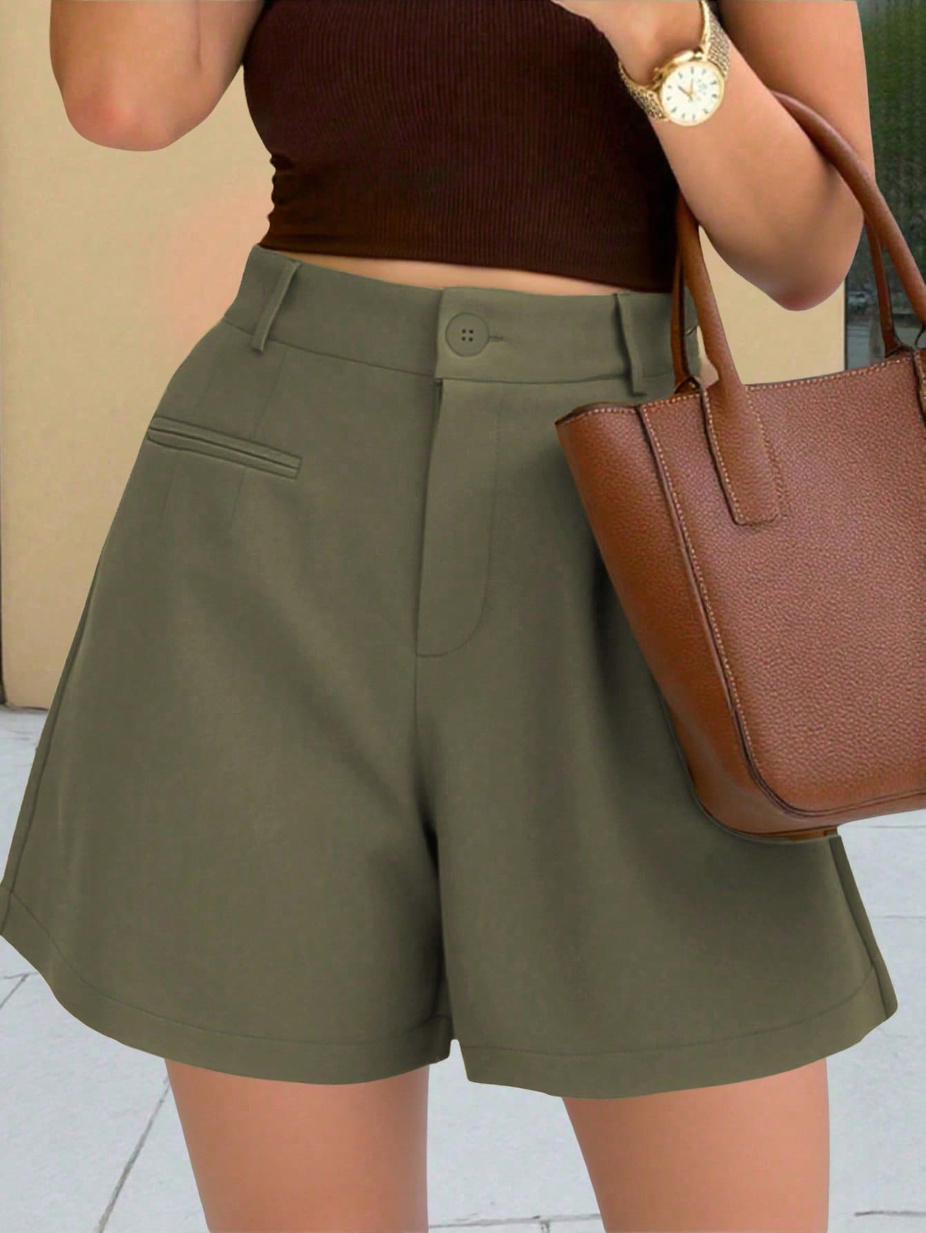 Casual High Waist Loose Solid Color Pants