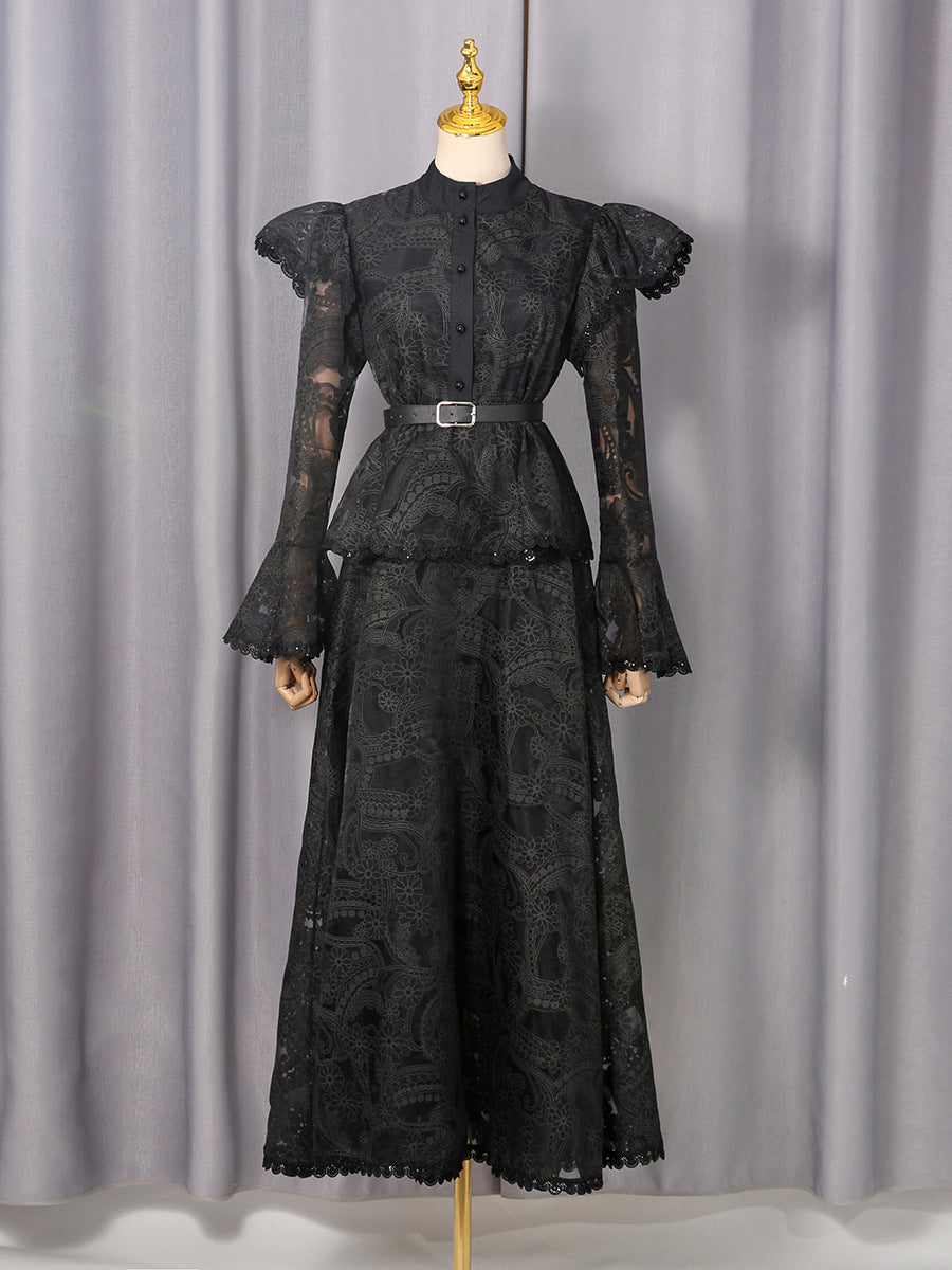 French Cutout Lace Slimming Elegant Dress