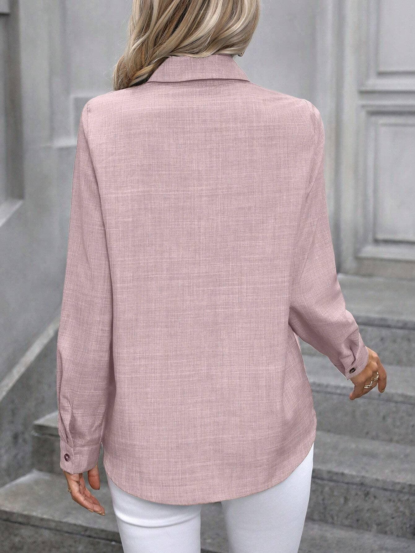 Casual Solid Color Long Sleeve Collared Shirt
