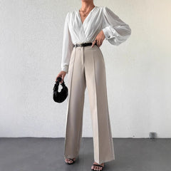 High Waist Slimming Straight Casual Trousers