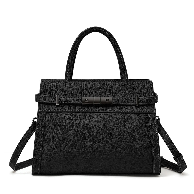 Genuine leather women's simple tote bag