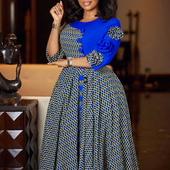 Elegant Fall Fashion African 3/4 Sleeve Party Dress