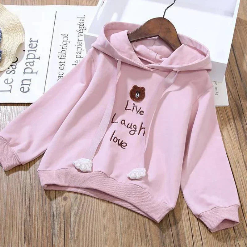 Cotton Cartoon Little Bear Hoodies + Pleated Skirt 2Pcs Suit