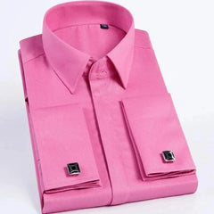 High Quality Hidden Button Men's Long Sleeve Shirts (Cufflinks Included)