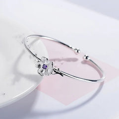 Fashion 925 Sterling Silver Shiny Cherry Blossoms Bracelets