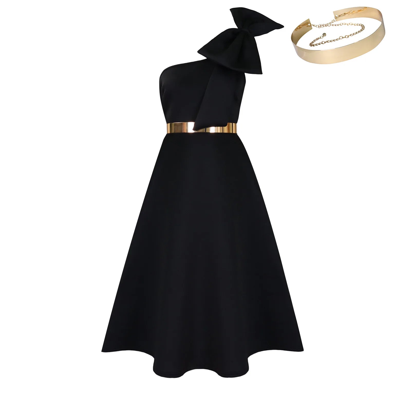 French One Shoulder A Line Pleated Party Dress
