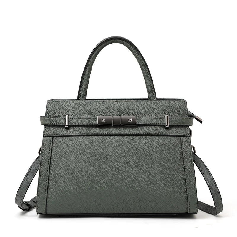Genuine leather women's simple tote bag