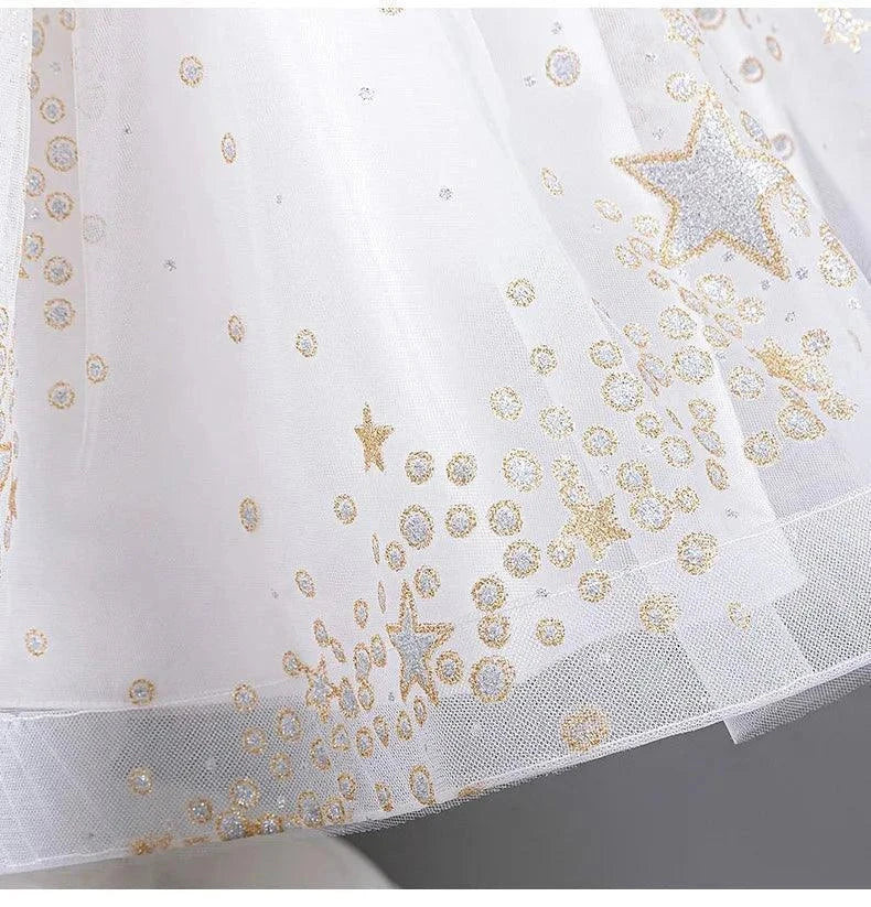 Girls Sequin Short Sleeve Lace Party Dresses