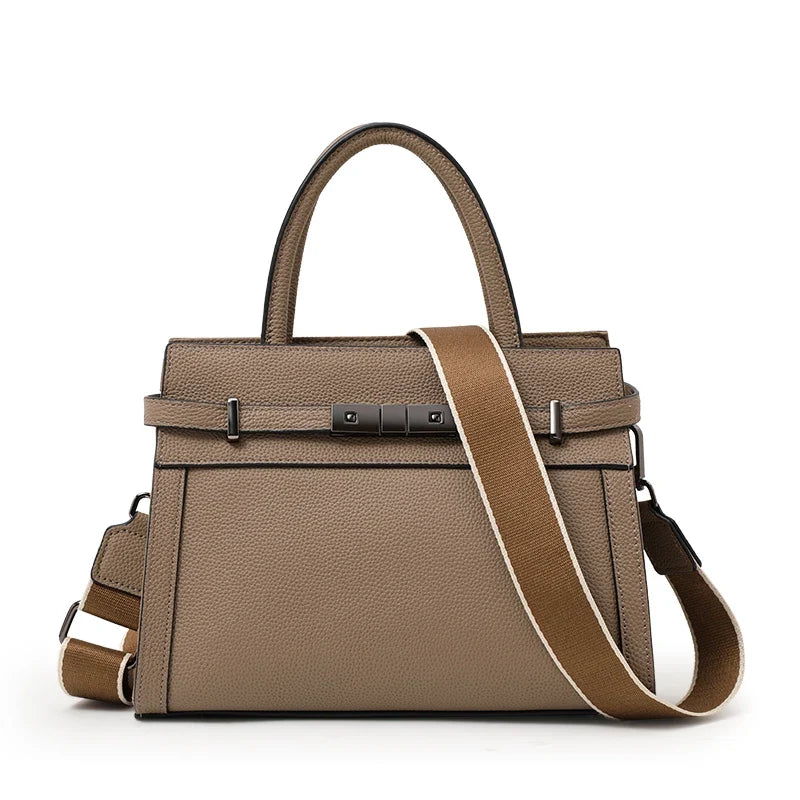Genuine leather women's simple tote bag