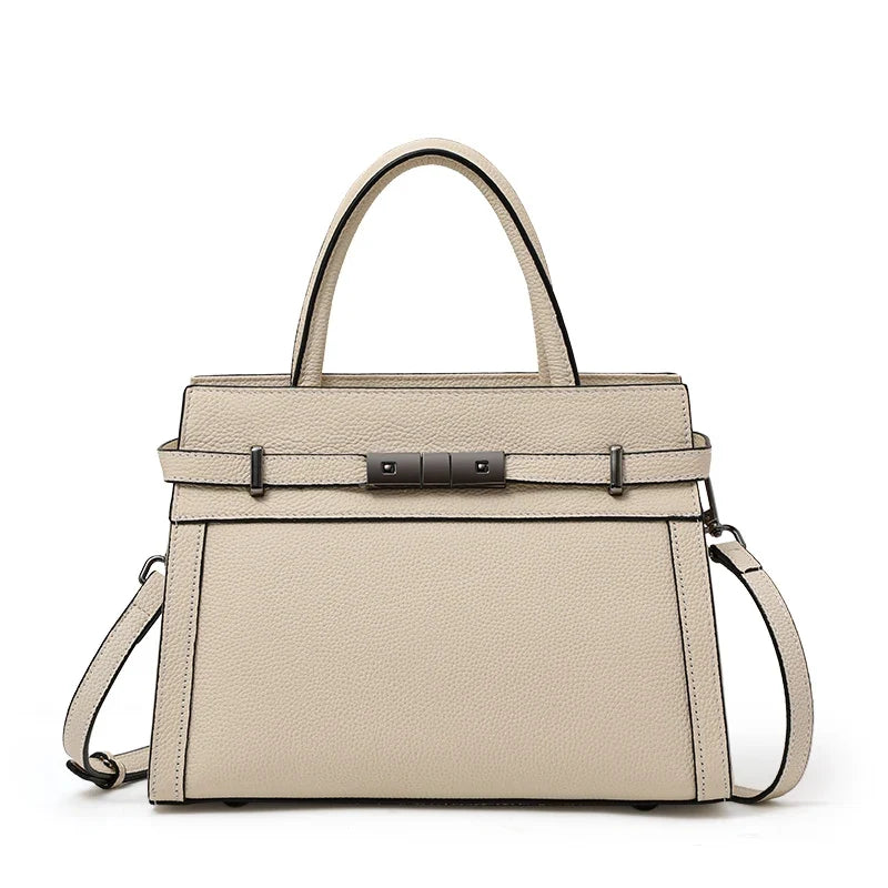 Genuine leather women's simple tote bag