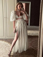 Foridol Vintage Polka Dots Printed 2 Pcs Set