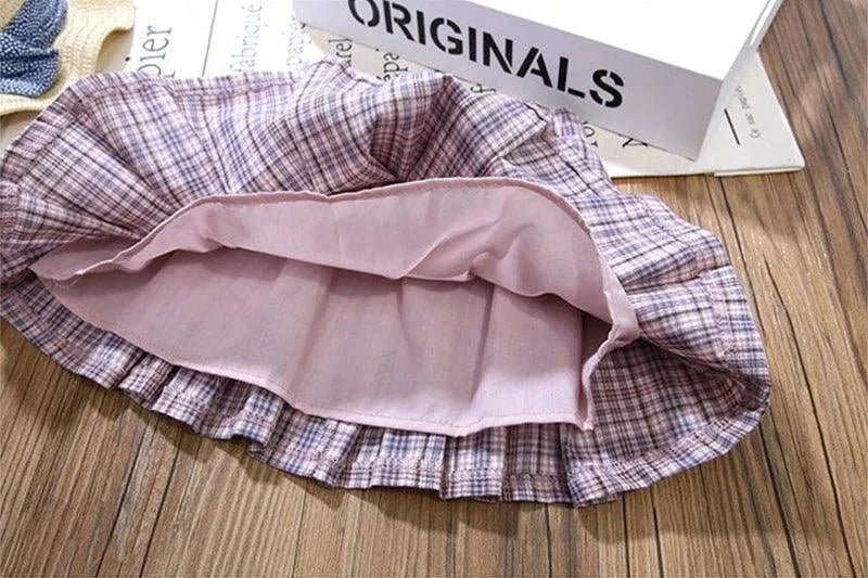 Cotton Cartoon Little Bear Hoodies + Pleated Skirt 2Pcs Suit