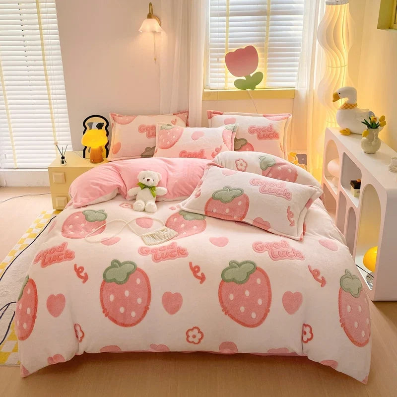 Cute Bear Duvets Cover Soft Blanket (No Pillowcase)