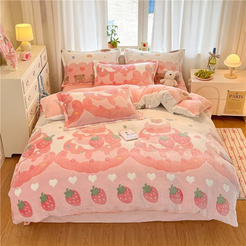 Cute Bear Duvets Cover Soft Blanket (No Pillowcase)